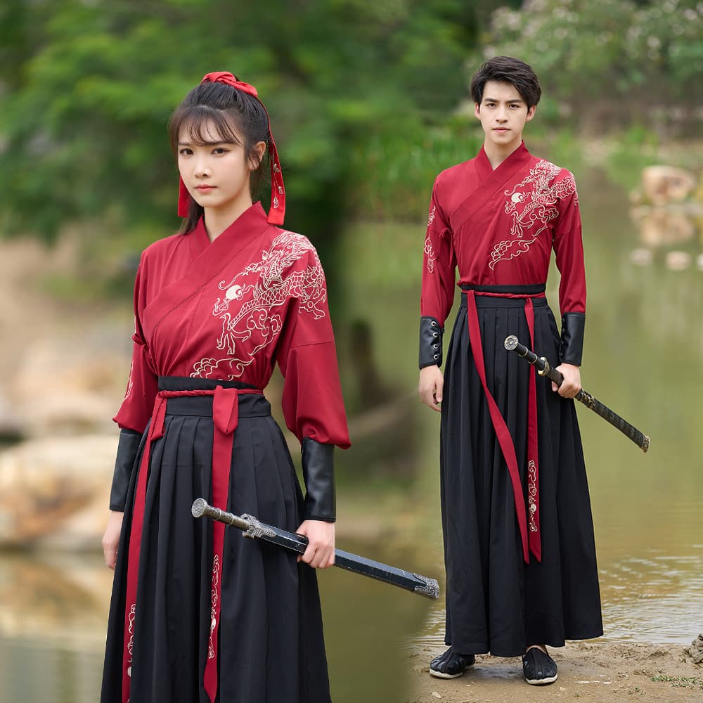 2023 original embroidered cross-collar Chinese-style Hanfu, non-costume couple CP set, martial arts outfit