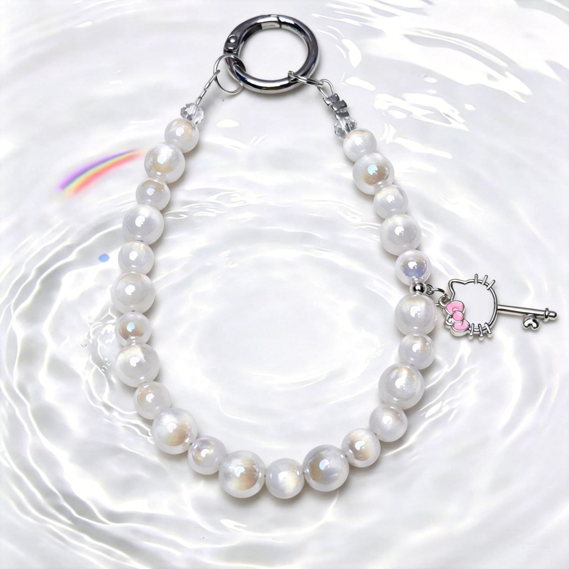 Exquisite cat eye pearls without baby mobile phone chain with mobile phone bag ins style female wrist mobile phone bag hanging chain
