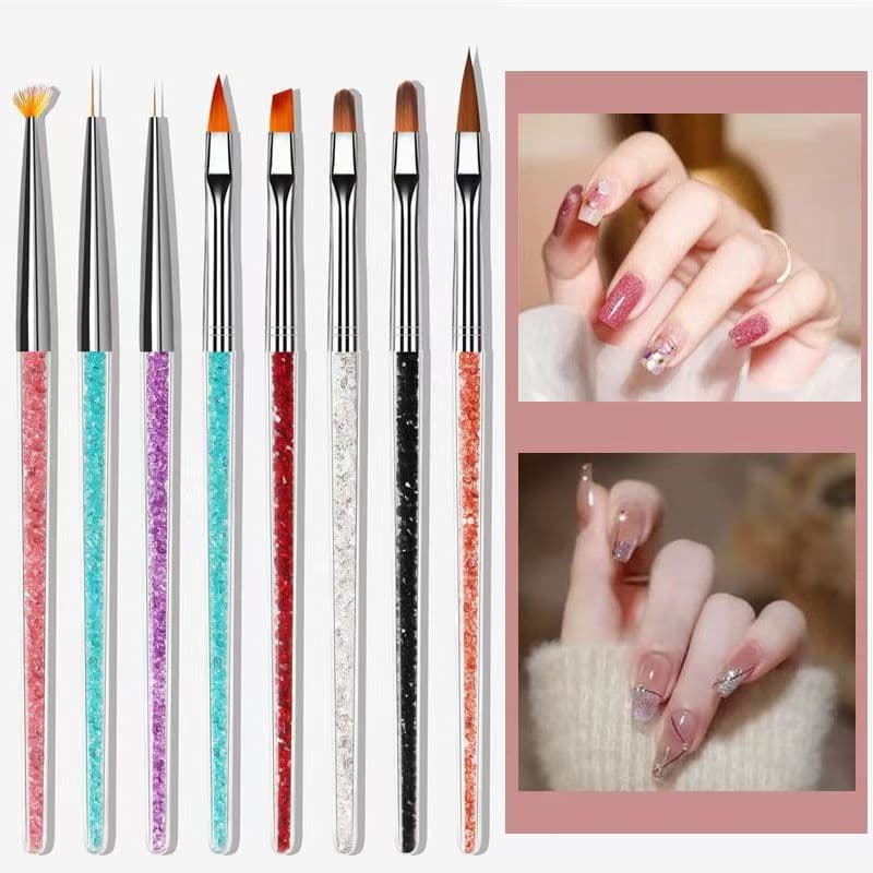Cross-border Japanese style manicure brush set carved fan-shaped poke gradient pen smudge pen factory wholesale manicure tools