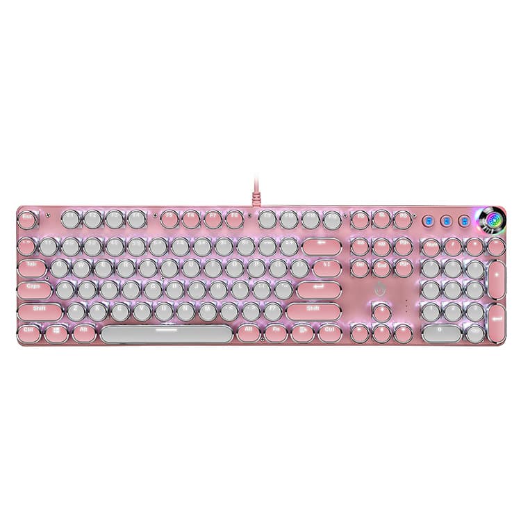 Women's Pink Steampunk Keyboard Hot Sublimation Blue White Wired Computer Keyboard Set Mechanical Suit
