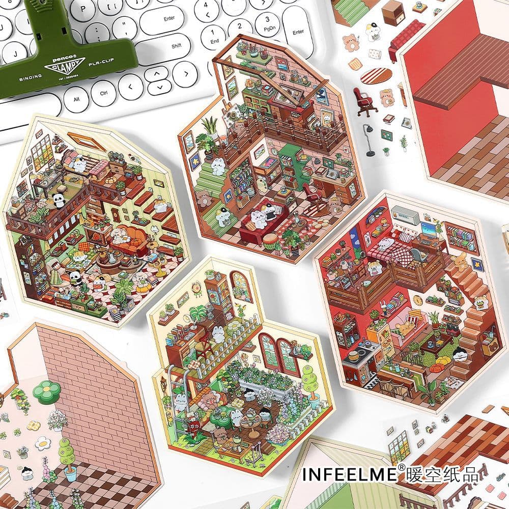 Jilu Infeel.Me My Little House Series 2.5D Scenery Stickers Cute DIY Scene Decoration Material Stickers