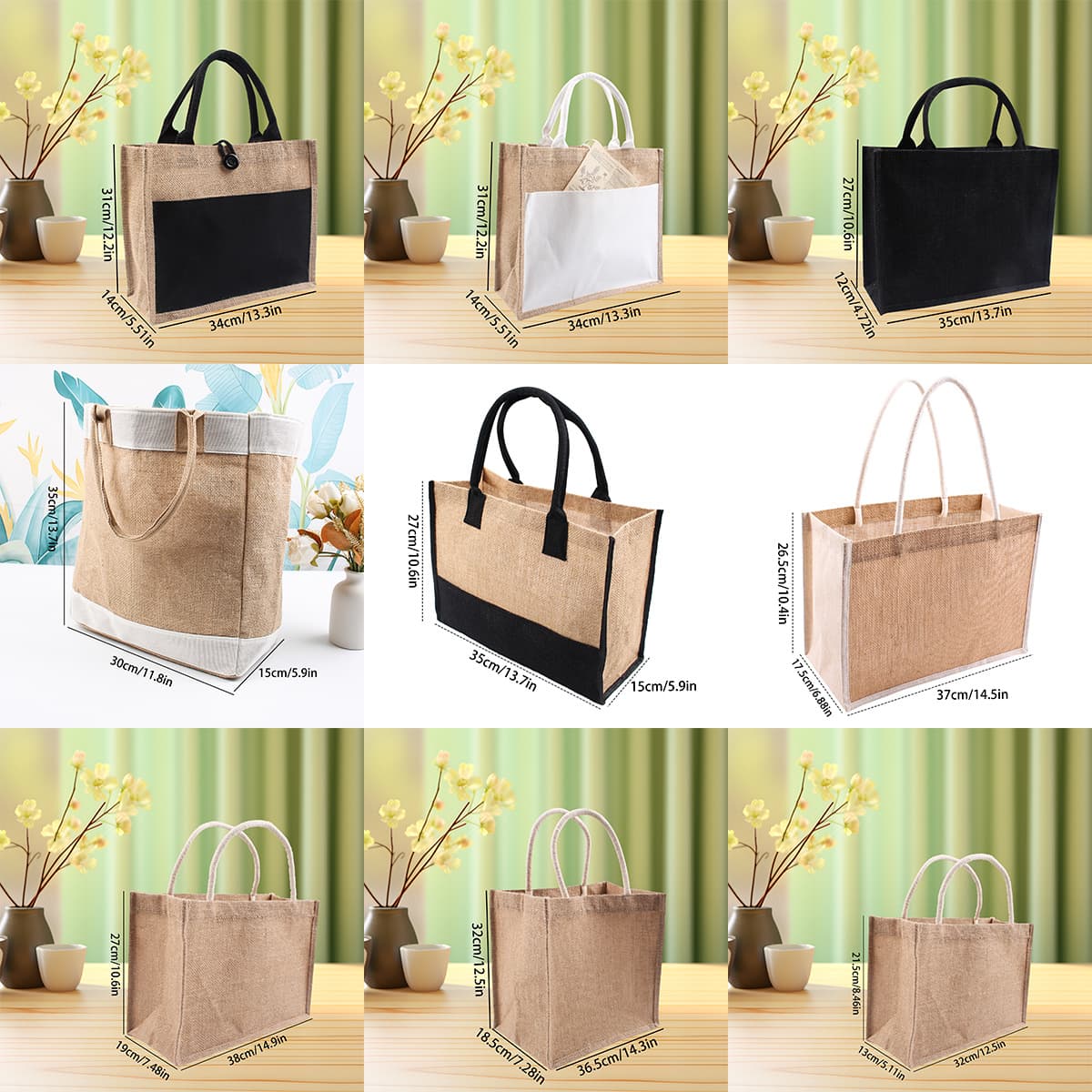 Factory Direct Jute Bag Artistic DIY Burlap Shopping Bag Casual Handbag Customizable LOGO