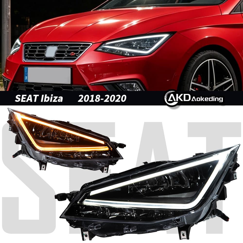 LED Headlight Upgrade for 2018 SEAT Ibiza, Replaces Factory Halogen
