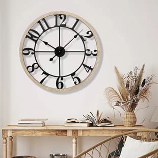 Wall Clock Living Room Home Iron Art Digital Clock European Style Wooden Silent Decorative Wall Clock Wooden Simple Fashion