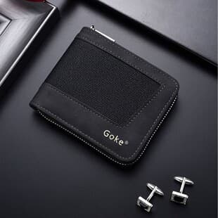 GOKE New Men's Wallet Suede Patchwork Short Wallet Large Capacity Compact Coin Purse Factory Wholesale