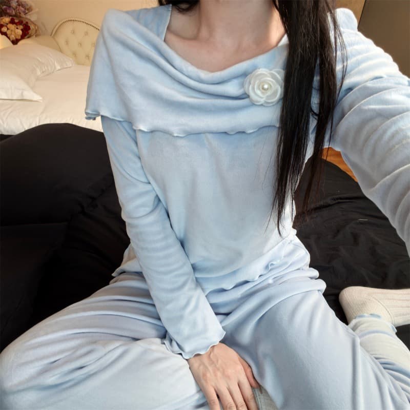 New Cross-Border Trade Pure Desire Style Padded Sleepwear for Women, Autumn/Winter Long-Sleeve V-Neck French Warm Double-Sided Fleece Loungewear