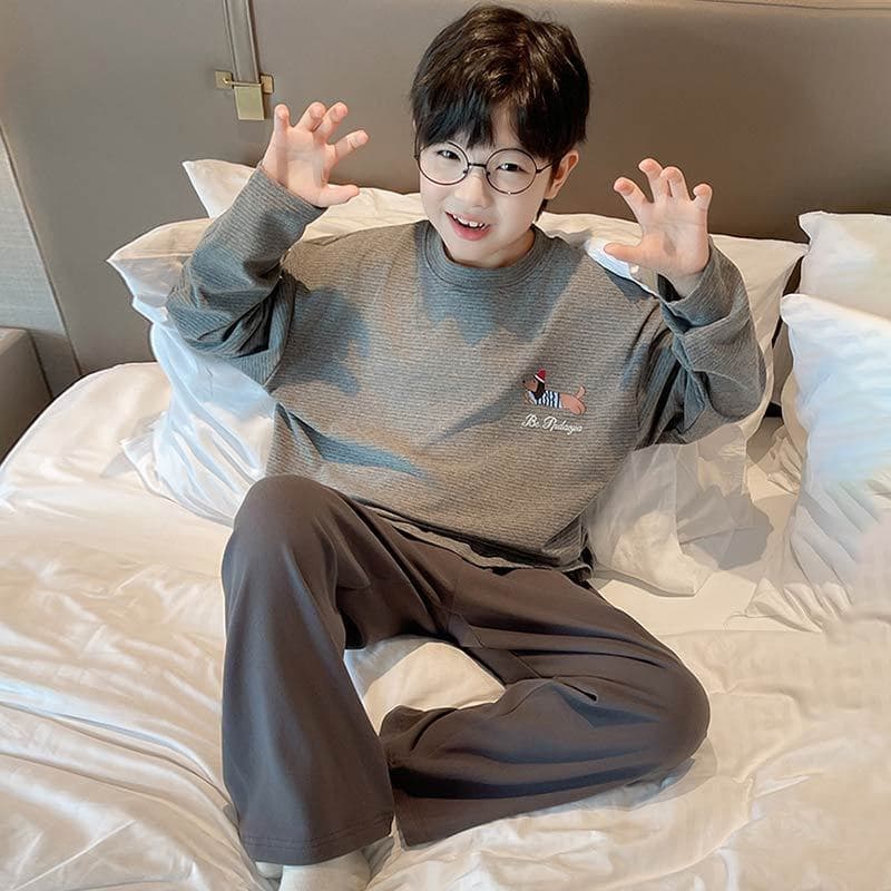 2025 New Autumn Winter Kids Pajamas Boys Home Wear Long Sleeve Set Older Boys Warm Base Layer Thermal Underwear