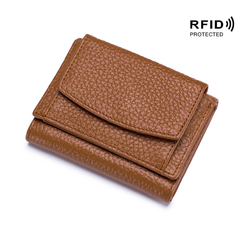Ultra-Thin Japanese Style RFID Shielded Wallet Top Layer Cowhide Mini Coin Purse Card Holder Compact Leather Bifold Wallet
