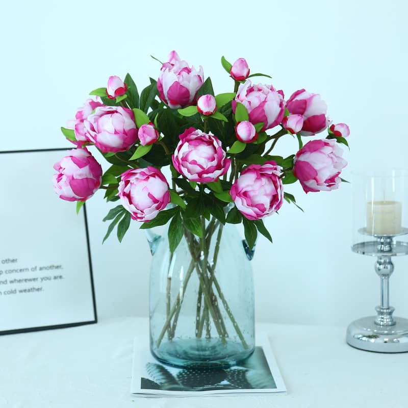 Premium Lifelike Faux Silk 2-Head Peony for Wedding Photography Decoration Artificial Flower Arrangement