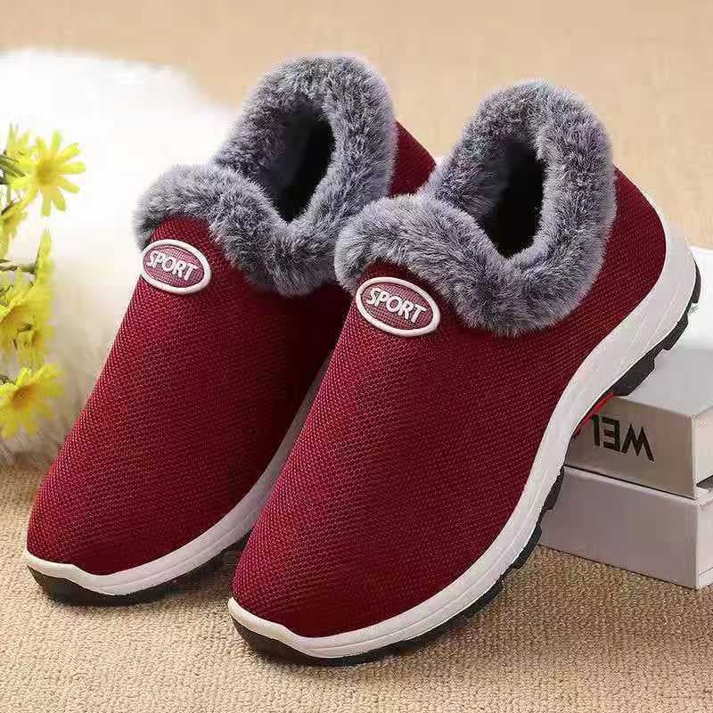 2024 Winter Women's Cotton Shoes Old Beijing Cloth Shoes Middle-aged and Elderly Plush Thickened Sports Shoes Soft Sole Warm Mom Cotton Shoes