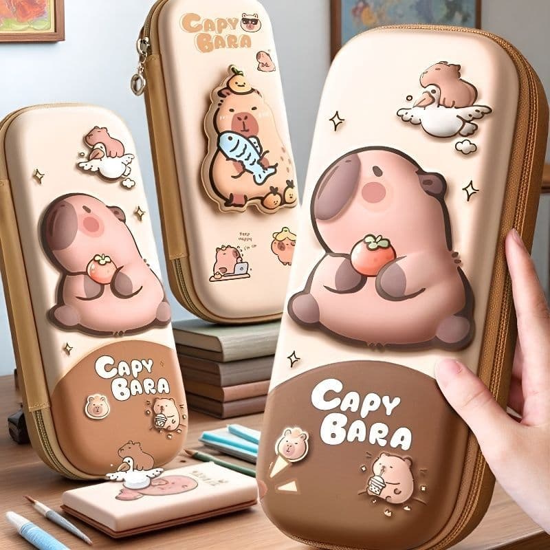Children's pencil case 3D Kapibala female three-layer cloth stationery cartoon primary school student pencil case three-dimensional stationery box