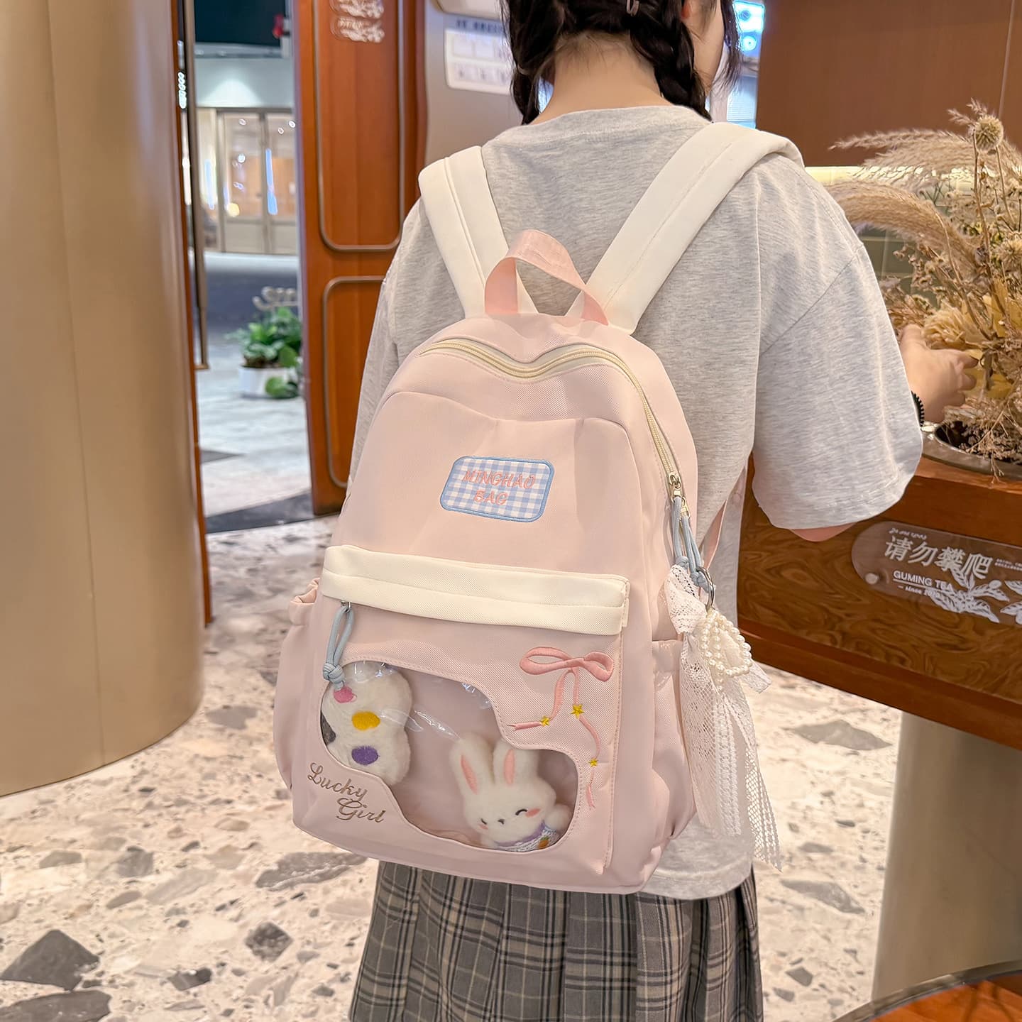 Cute Cartoon Japanese Style Transparent Ita Bag Large Capacity Backpack Simple Versatile High School Student Backpack