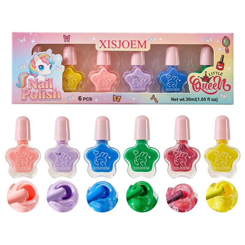 Children's Water-Based Odorless Peelable Nail Art Multi-Color Cartoon Removable Nail Polish Set
