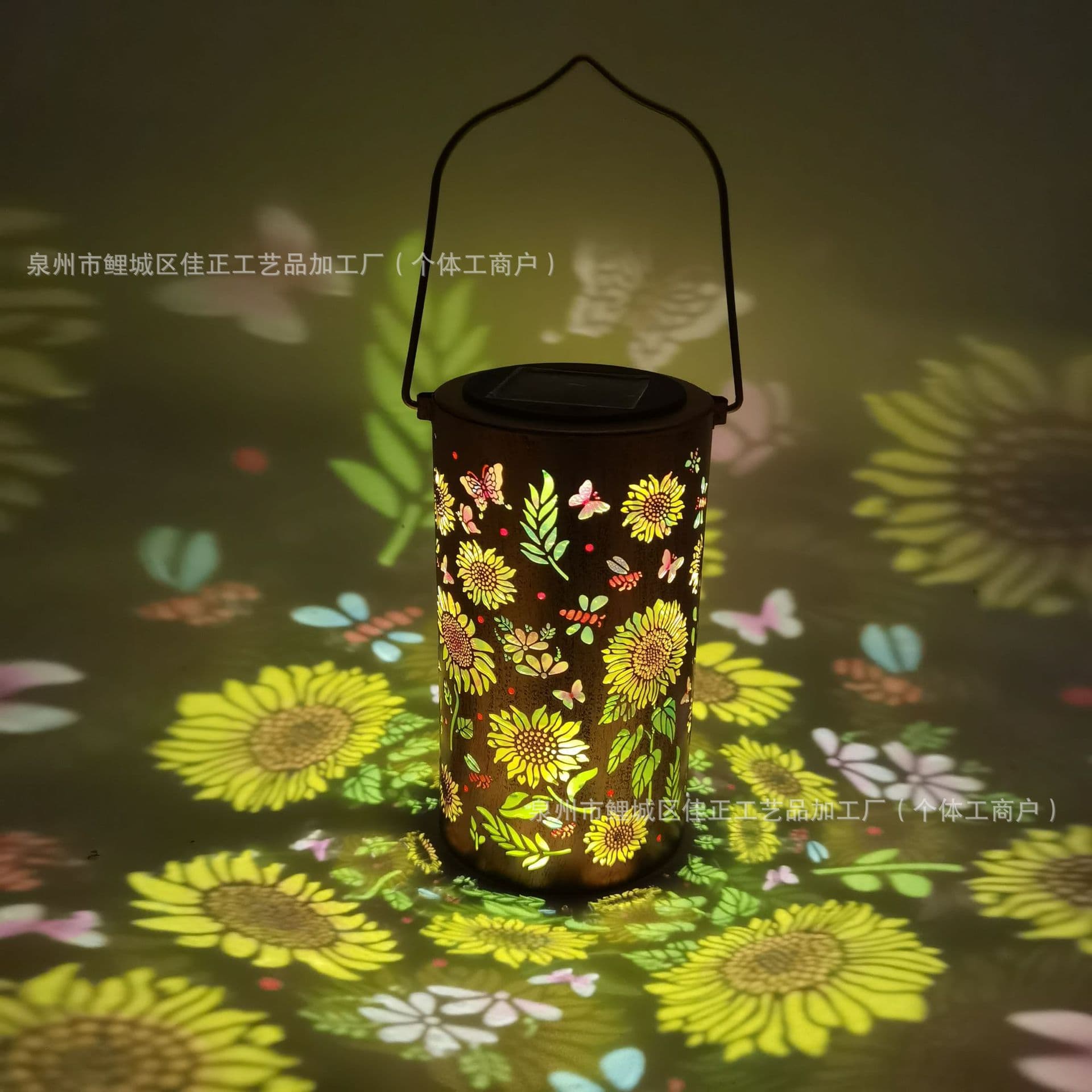 Amazon's Popular Solar-Powered Colorful Lanterns for Outdoor Courtyard Gardens, Iron Art Hollow Decorative Lights, Colorful Sunflowers