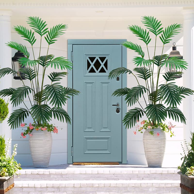 Soft Rubber Artificial Palm Leaves, European Style Living Room Decoration Fake Palm Tree Potted Plant Indoor Floor-standing Fern Greenery Wholesale