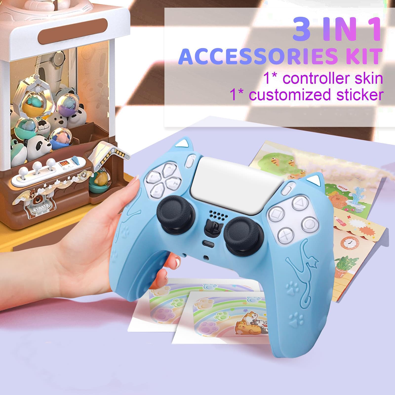 Anti-Slip Silicone Protective Case for Sony PS5 Controller Cat Ear Game Console Accessories Durable Non-Slip Handle Cover