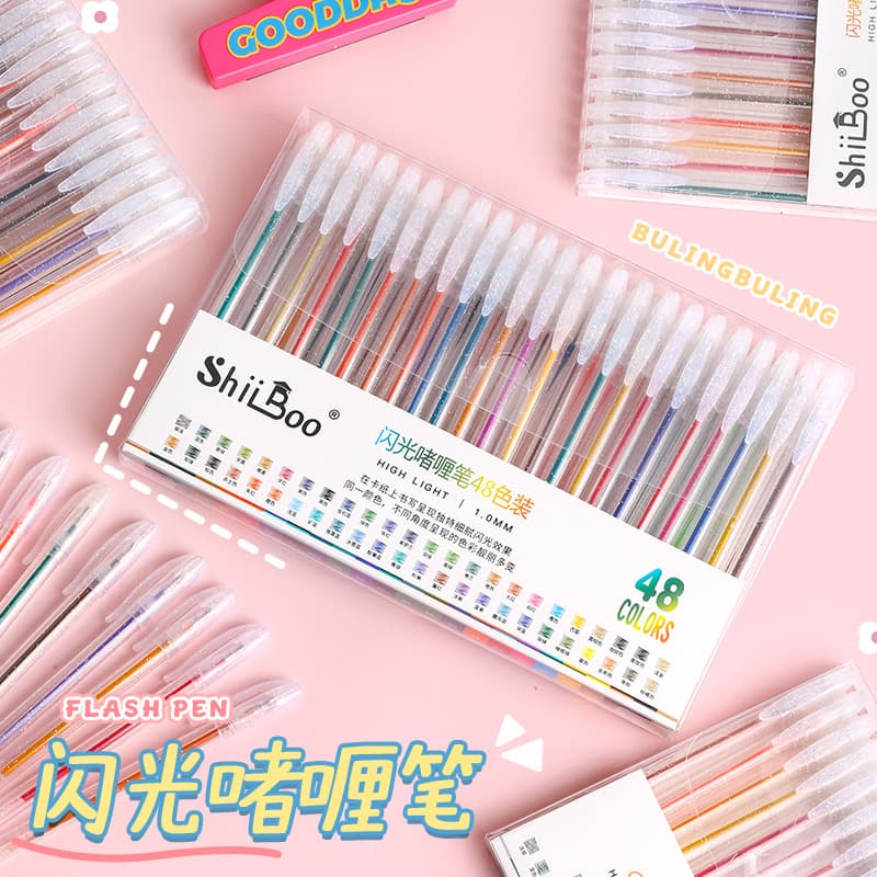 48 Color Glitter Gel Pen Color Handbook Pen DIY Art Painting Pen Student Key Marking Highlighter Pen Wholesale