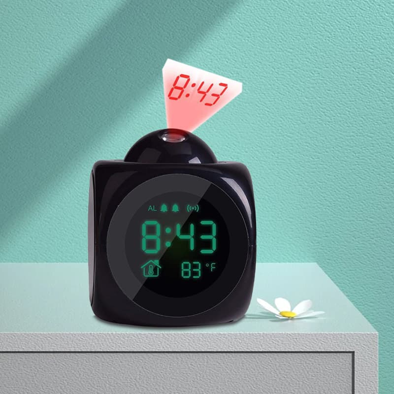 English Voice Announcing Art Projection Clock Multifunctional Creative Square Lazy Alarm New Bedroom Electronic Clock