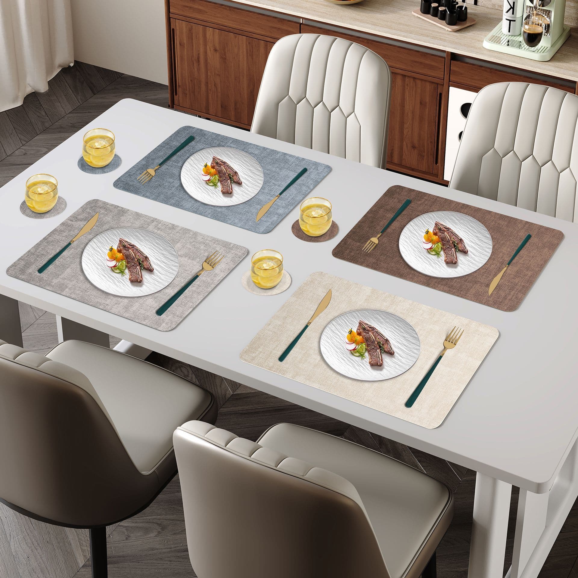 Nordic Ins Style Placemat Leather Table Mat Heat-Resistant Pad Dining Table Insulation Mat Bowl Mat Premium Feel Plate Mat Teacup Mat
