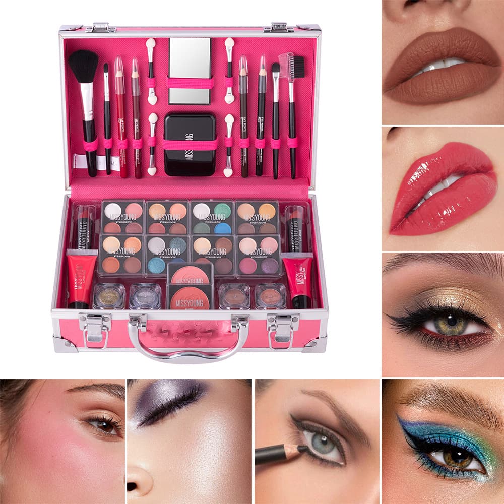 Amazon Natural Long-Lasting Matte & Shimmer Lipstick, Eyeshadow, Brightening Blush, Highlighter Multi-Function Makeup Set