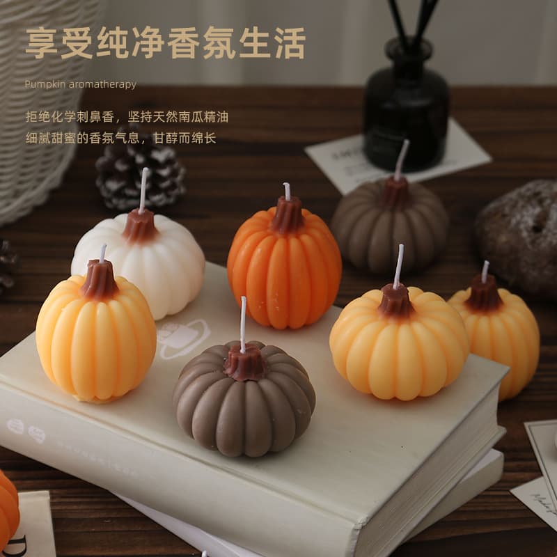 Halloween Pumpkin-Shaped Scented Candle, Handmade Simulated Candle, Premium Aroma, Ambiance Gift