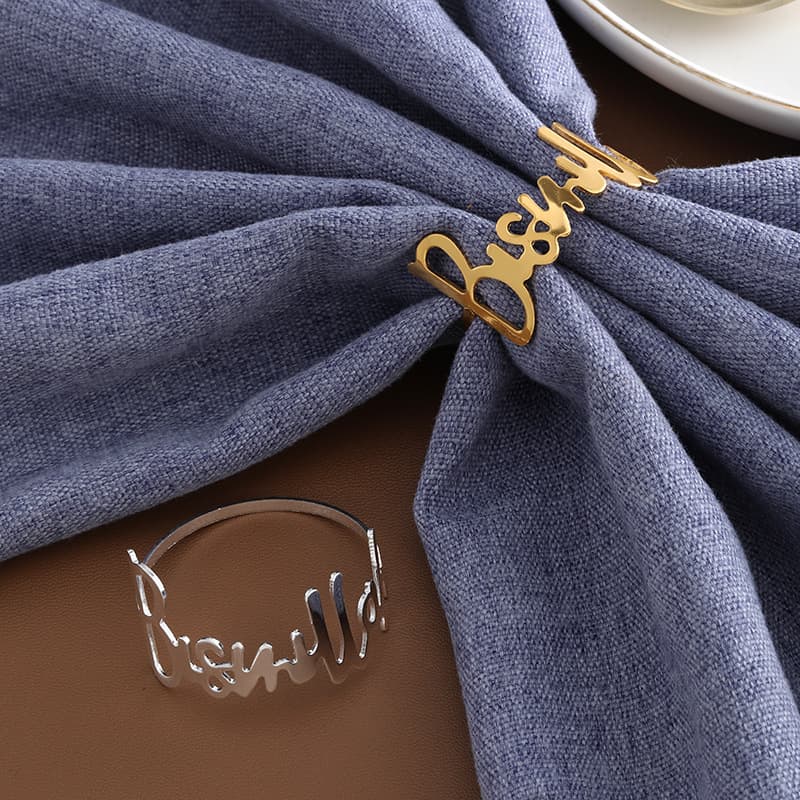 European and American letter napkin rings, metal napkin buckles, electroplated napkin rings, Western-style restaurant cloth ring wholesale