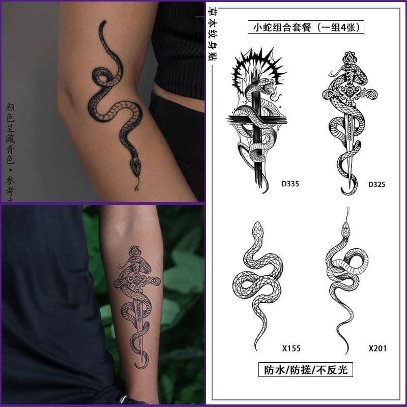 Cross snake herbal tattoo ins pure lust hot girl wrist waterproof and long-lasting