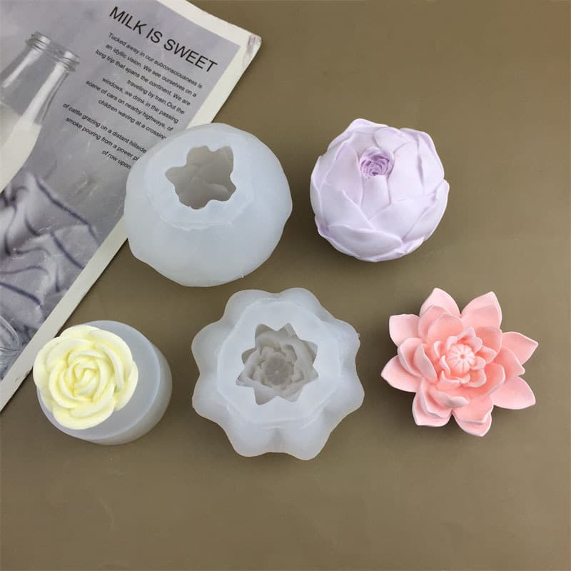 Simulated rose lotus bud diy silicone mold fondant cake scented candle ornaments gypsum decoration baking