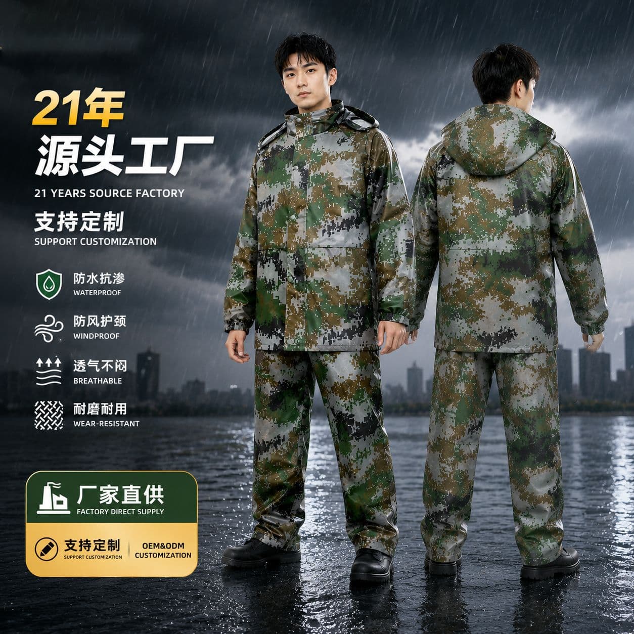 Raincoat and rain pants suit for men and women for motorcycles, adult outer wear, split type, take-out rider, full body protection against heavy rain