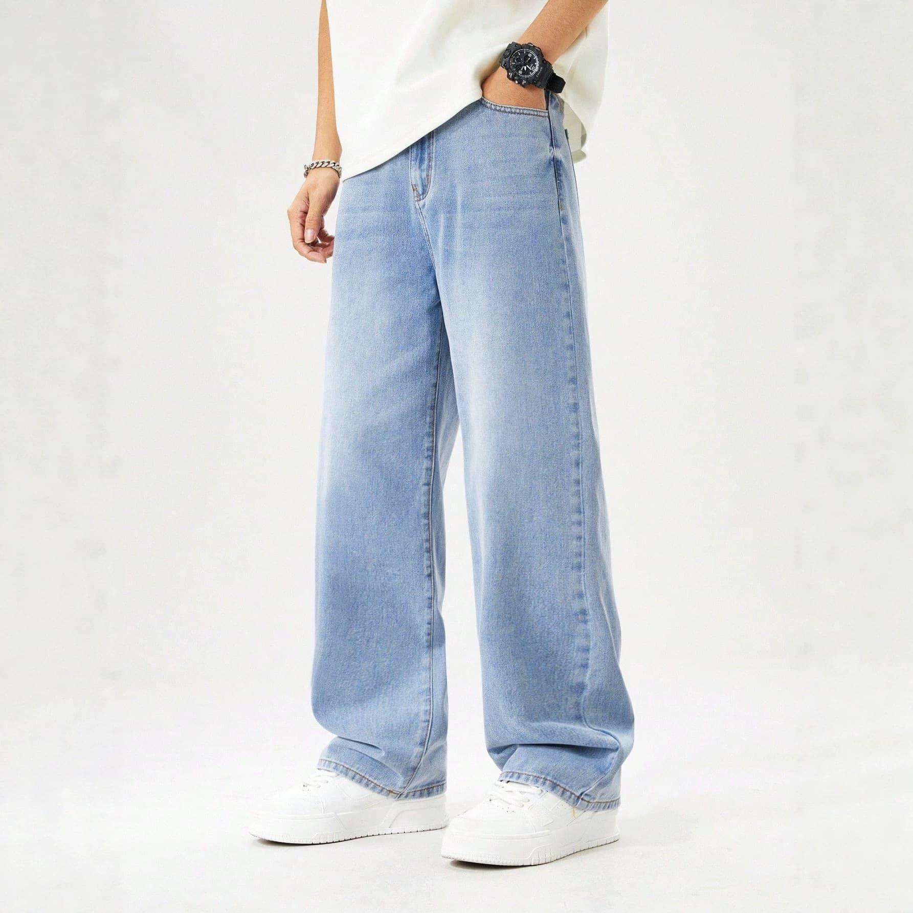 European and American cross-border foreign trade Amazon SHEIN teen jeans for men, high-end washed boys' loose straight-leg pants