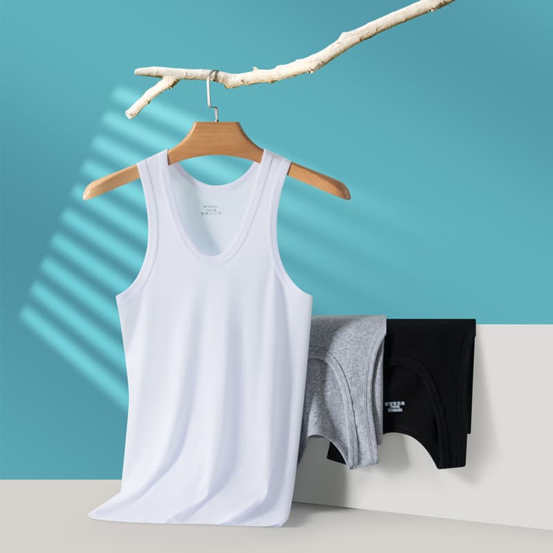 Summer Cotton Sweat-Absorbing Vest Men's Sports Fitness Tank Top Thin Stretch Men's Inner Wear Base Layer Shirt