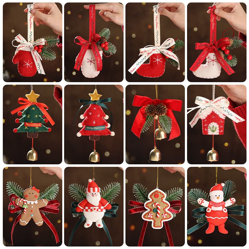 New Christmas Decoration Cartoon Creative Car Hanging with Bells Red Berry Pendant Ornament for Festive Dressing and Christmas Setup