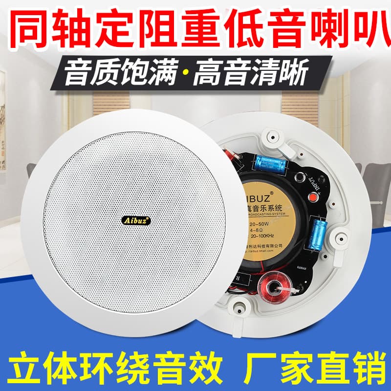 itcabz Fixed Impedance Ceiling Speaker Home Theater In-Ceiling Audio Coaxial Stereo Background Music Speaker