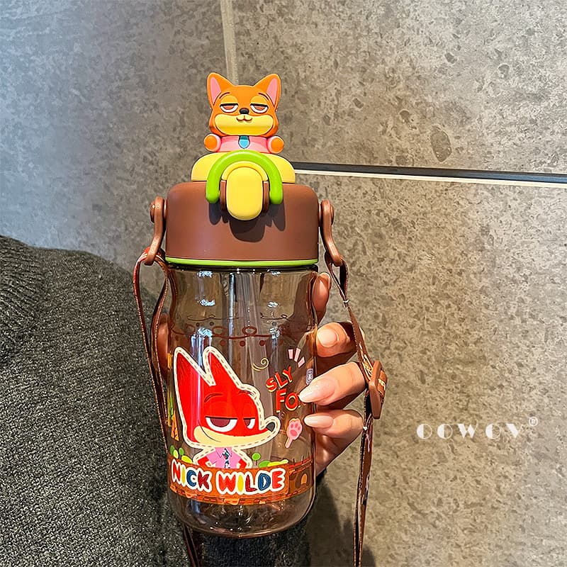 Zootopia water cup for boys and girls, high-looking creative portable kettle, children's cute cartoon summer straw cup