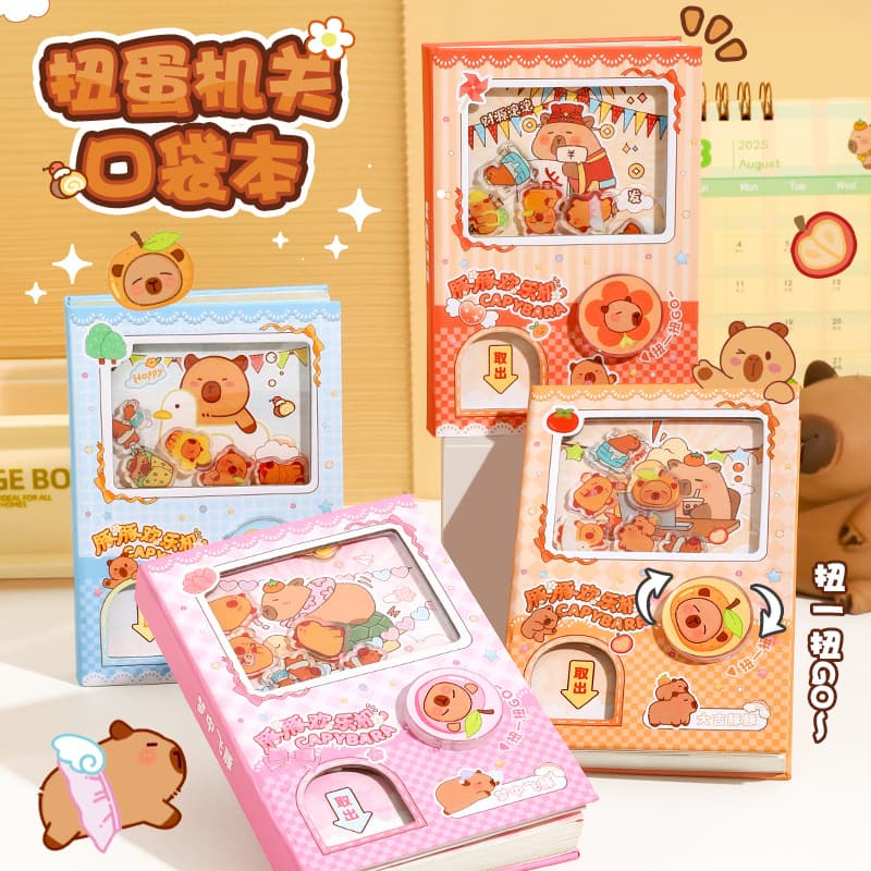 Kapibara Capsule Toy Machine Fun Twist Notebook Stress-Relief Pocket Notebook Elementary School Student Shake-And-Play Cartoon Notebook