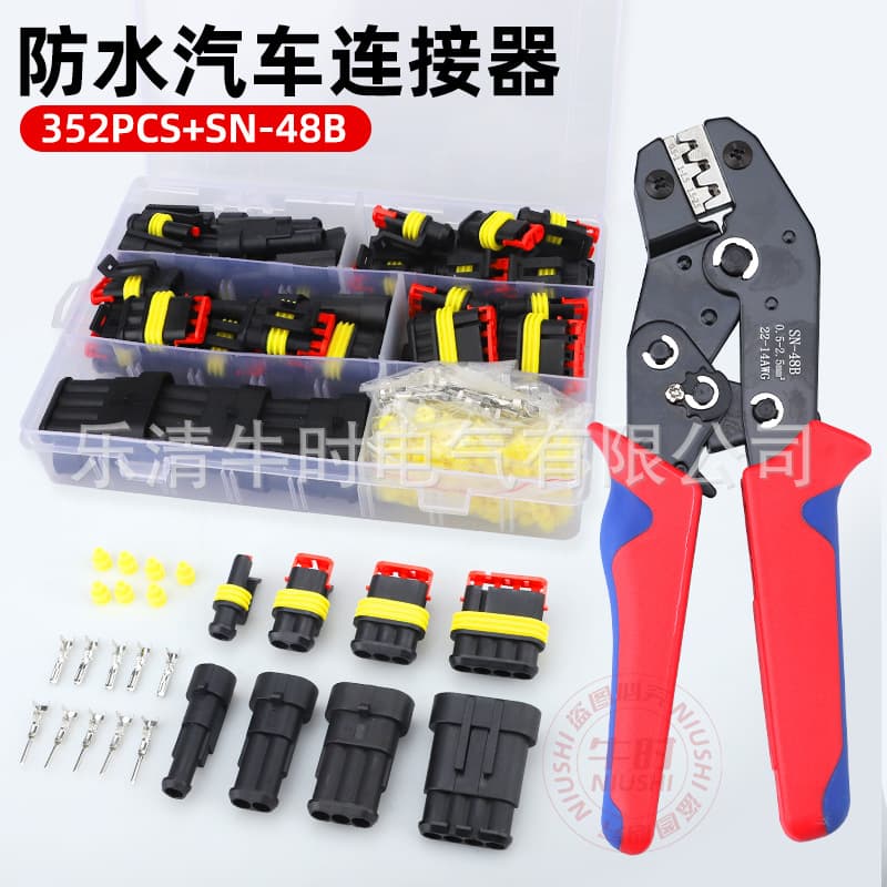 Automotive Waterproof Connector 708pcs Box Set Male Female Terminal Wire Harness Plug Connector 1-6 Pin