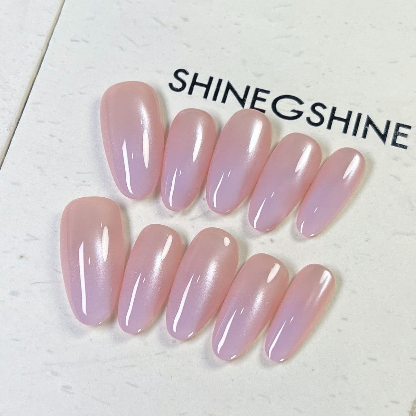 Bulb Cat Eye Handmade Press-On Nails Ins Style Premium Nude Gradient Pure Desire Brightening Aurora Powder Cat Eye Nail Stickers
