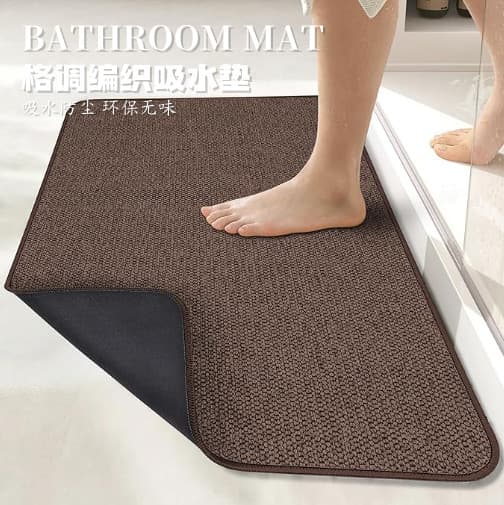 Cross-border high-end export solid color linen floor mats for household anti-slip shower room mats, water-absorbent and quick-drying bathroom floor mats