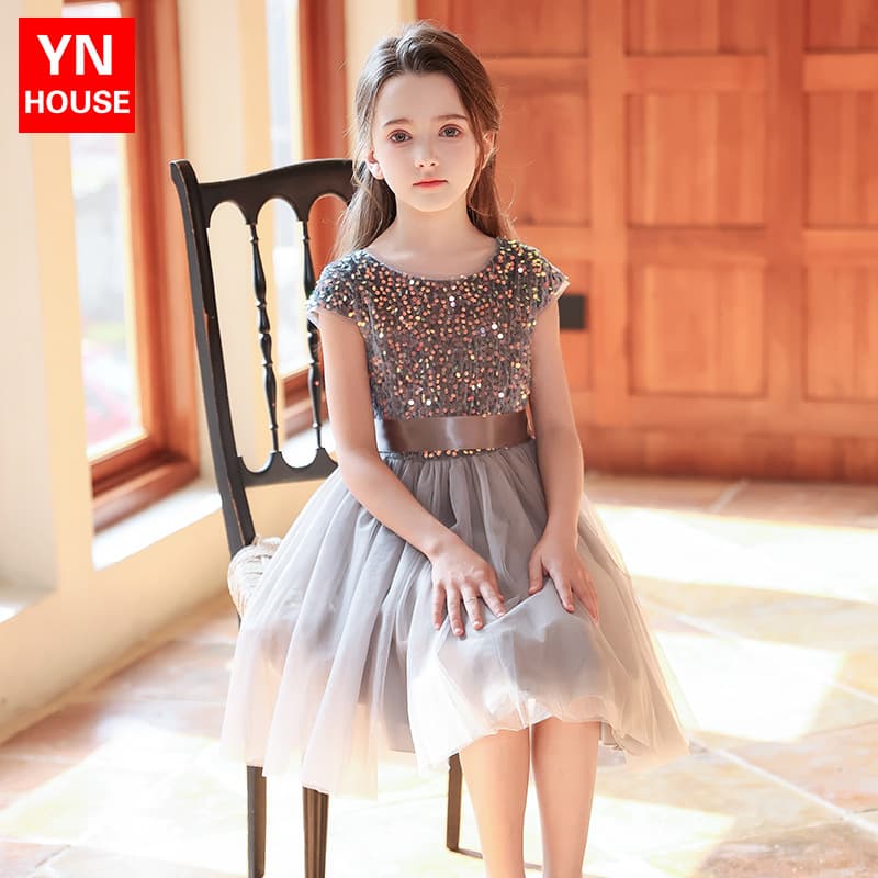 Girls' High-End Piano Performance Dress, Birthday Catwalk Show Dress for Kids, Medium to Large Size Dress