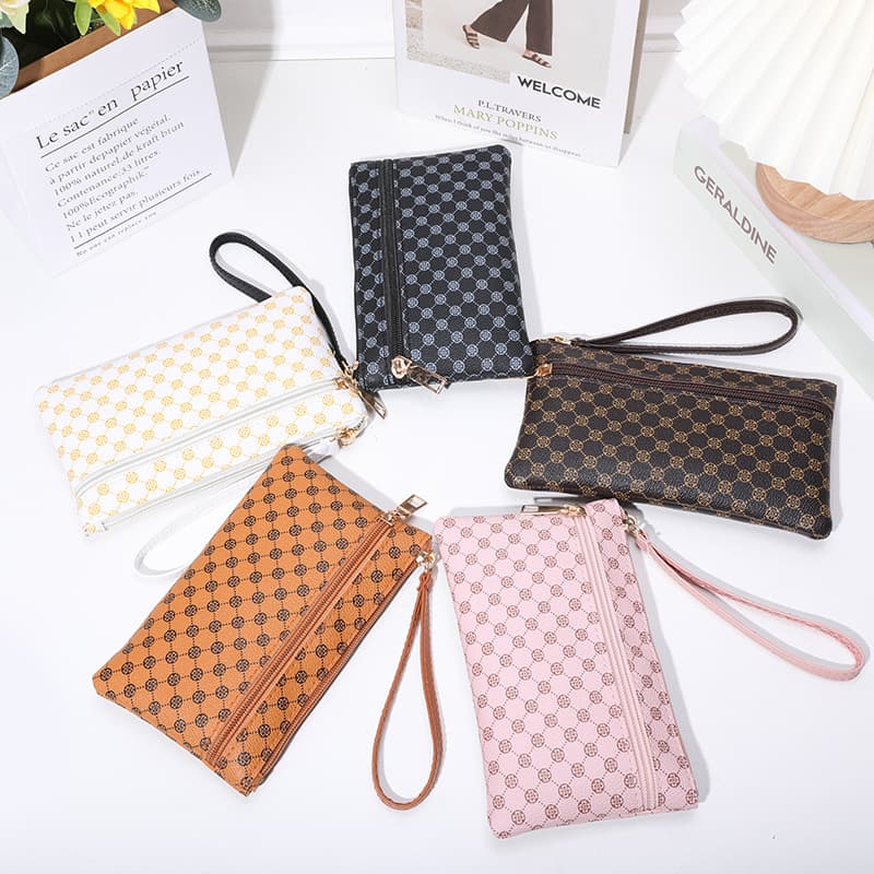 2023 Floral Street Trend Large Capacity Ladies Wallet Handbag Long Strap Mobile Phone Clutch Bag Polyester Lining Zipper Opening
