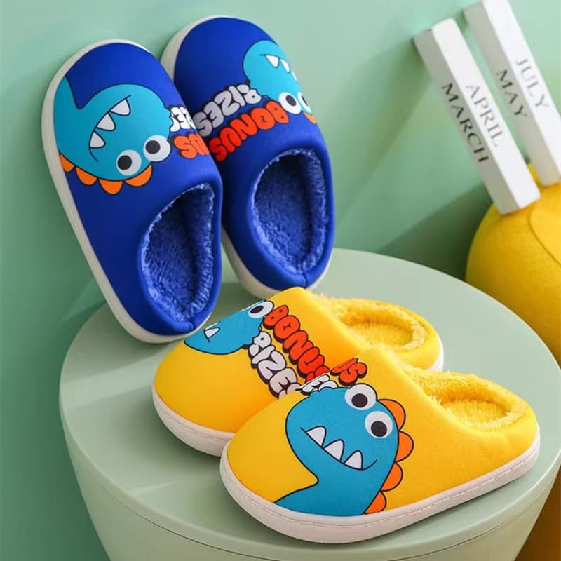 Cixi Younuo Footwear 2025 Autumn/Winter New Children's Cotton Slippers Cartoon Dinosaur Home Cotton Slippers Ready Stock Wholesale
