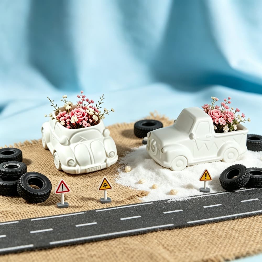 Retro pickup car silicone mold DIY epoxy plaster aromatherapy wax cup succulent flowerpot ornament pouring