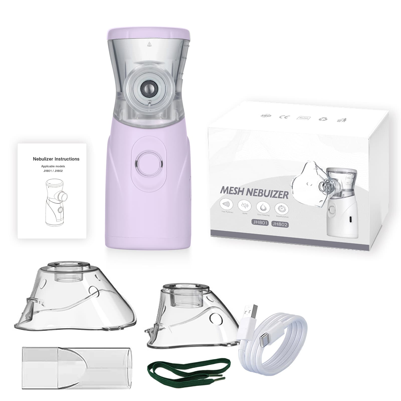 Factory direct import, export-grade humidifying handheld mist inhaler/hydrator/sprayer with rechargeable microgrid.