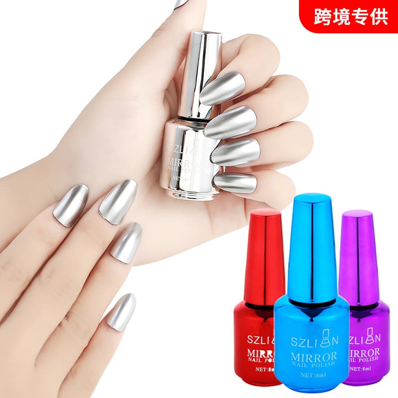 Cross-border 2025 New Silver Mirror Nail Polish 16 Colors Non-peel Metallic Nail Polish Factory Wholesale