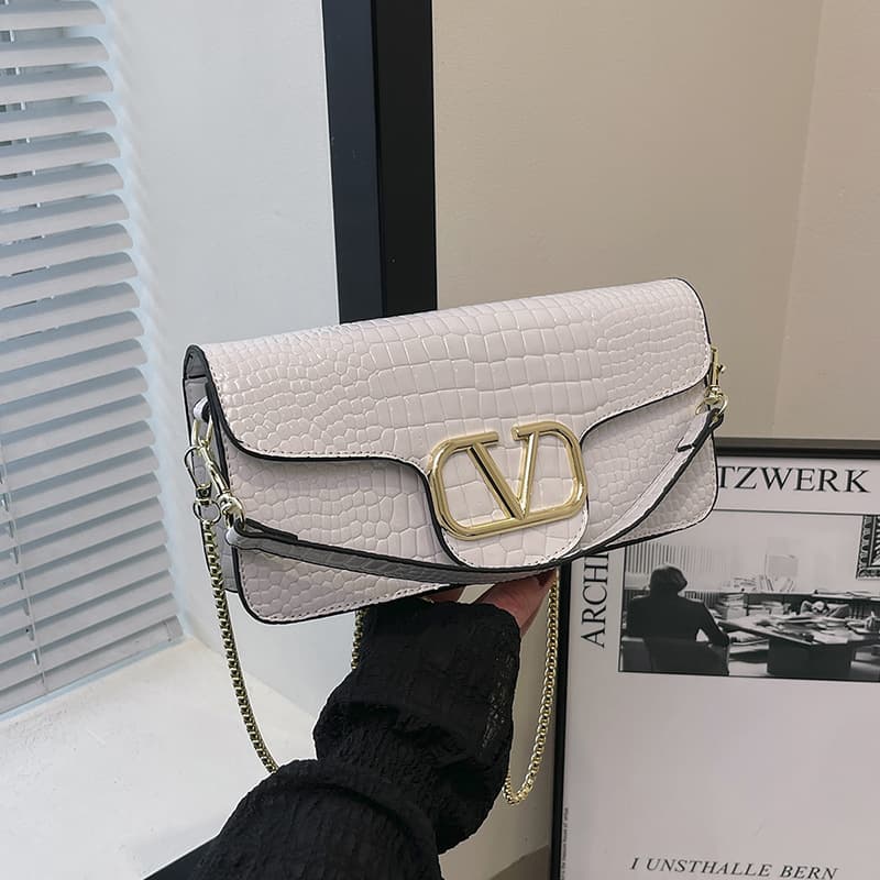 Bags New Crocodile Pattern Bag Chain High-end Fashion Crossbody Bag Foreign Trade Cross-border Dropshipping Shoulder Bag VV Women's Bag