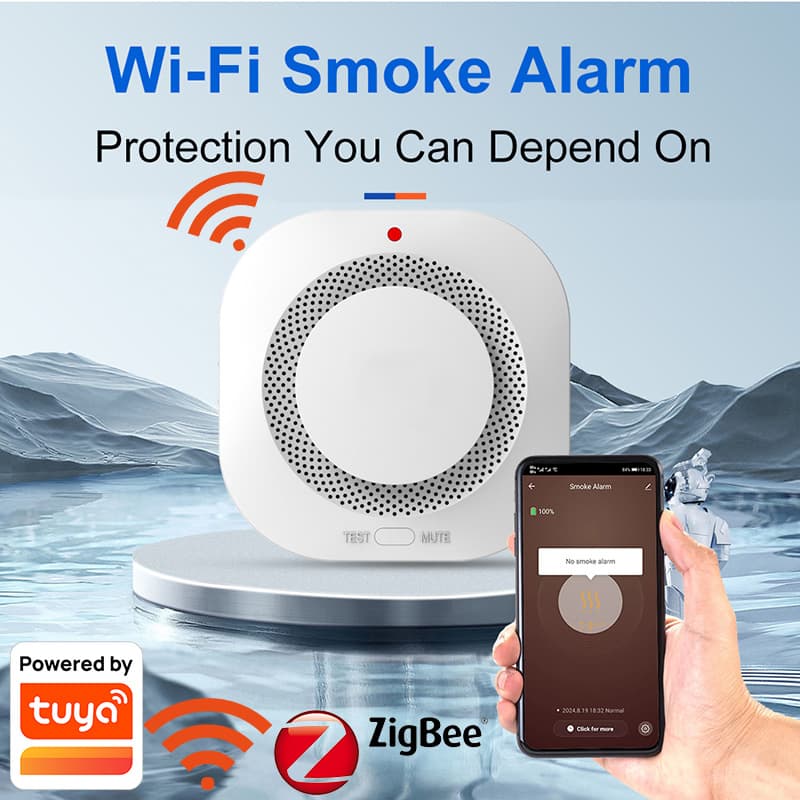 WiFi smoke detector, fire smoke detector, Tuya Smart commercial fire alarm, home smoke detector