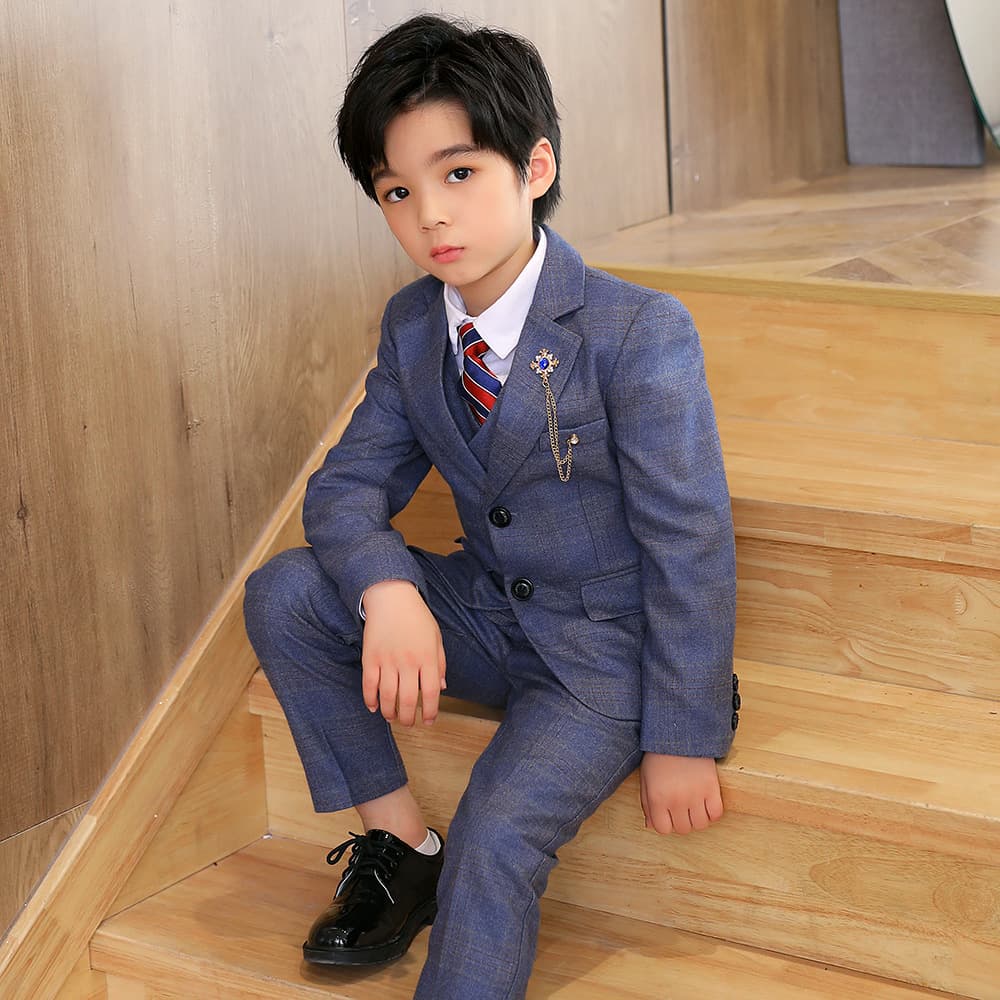 Children's Suit Autumn/Winter New Collection Set Boy Handsome British Style Suit for Flower Boy Speech Performance Gown
