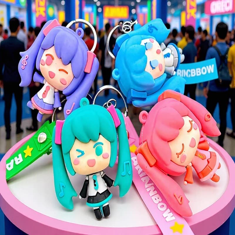New Cartoon Hatsune Miku Girl Princess Keychain Cute Female School Bag Pendant Key Chain Gift Wholesale