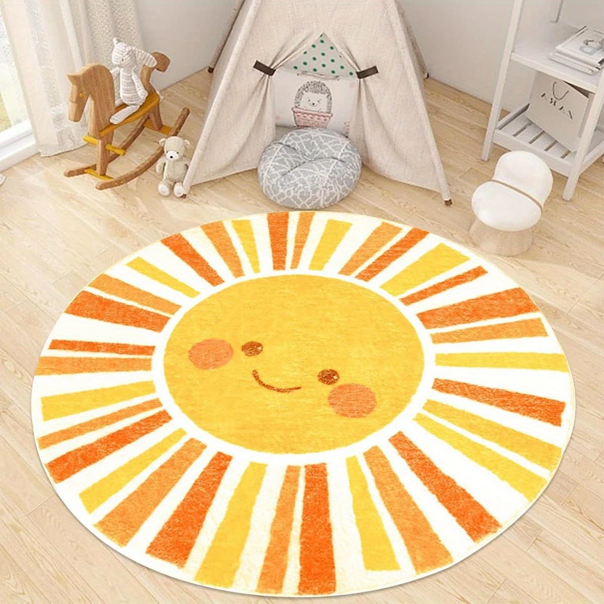 Fun Round Faux Wool Carpet for Home Decoration, Bedside Rug, Soft, Durable, Warm and Cold-Proof