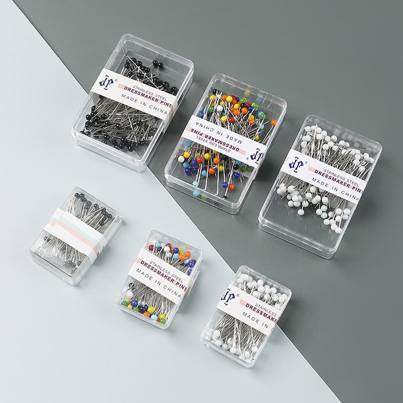 Factory wholesale 100 glass bead needles handmade diy sewing patchwork fixed positioning pins color boxed pins